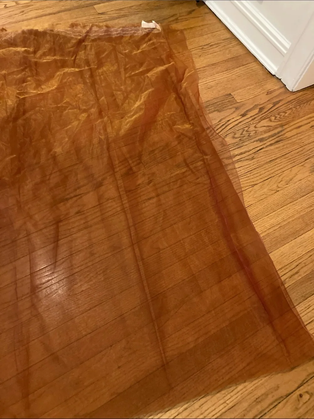 Spectacular French MADURA sheer raspberry/orange drapes